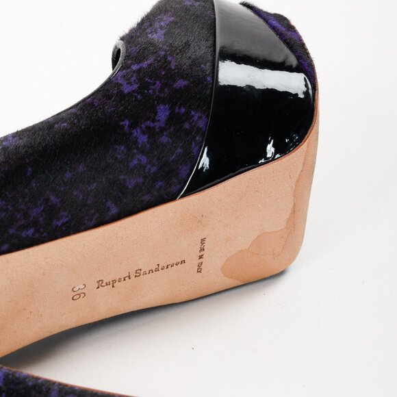 Rupert Sanderson Purple and Black Calf-Hair Platform Pumps - Picture 5 of 10